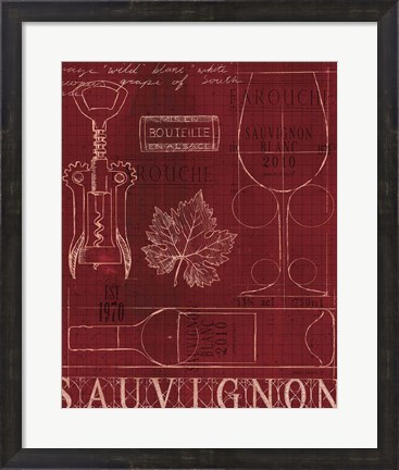 Framed Wine Blueprint IV Print