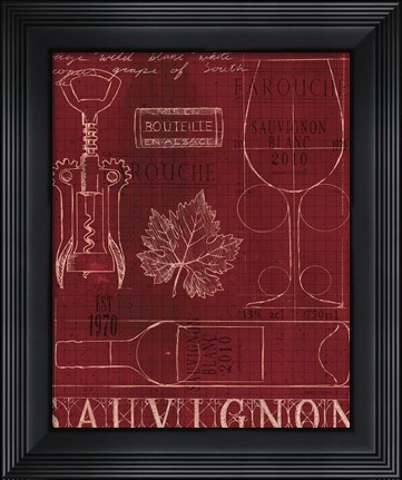 Framed Wine Blueprint IV Print