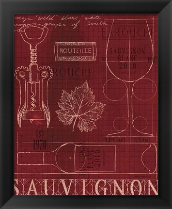 Framed Wine Blueprint IV Print