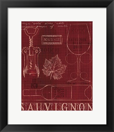 Framed Wine Blueprint IV Print