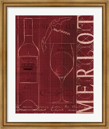 Framed Wine Blueprint II Print
