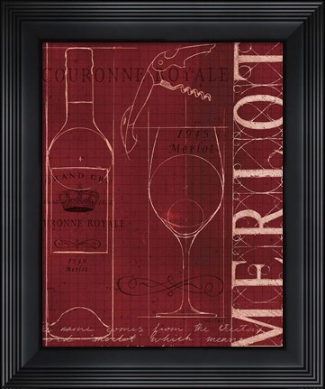 Framed Wine Blueprint II Print