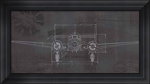 Framed Plane Blueprint IV Wings Print