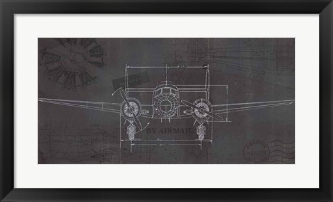 Framed Plane Blueprint IV Wings Print