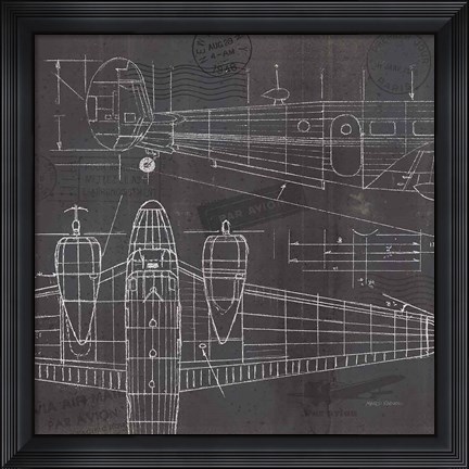 Framed Plane Blueprint II Print