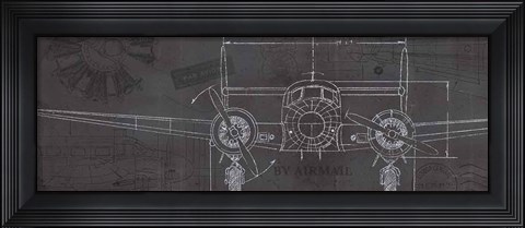 Framed Plane Blueprint IV Print