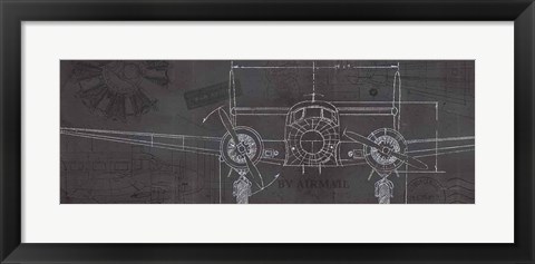 Framed Plane Blueprint IV Print