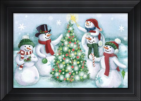 Framed Classic Snowmen IV Dark Print