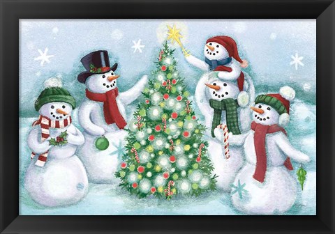 Framed Classic Snowmen IV Dark Print