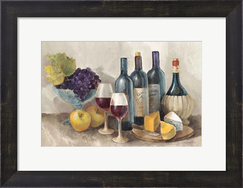 Framed Wine and Fruit I v2 Light Print