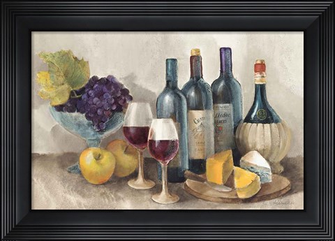 Framed Wine and Fruit I v2 Light Print