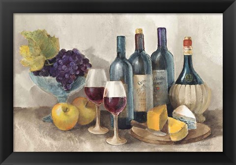 Framed Wine and Fruit I v2 Light Print