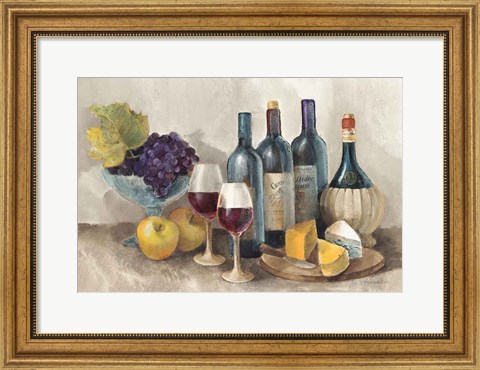 Framed Wine and Fruit I v2 Light Print