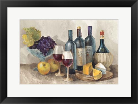 Framed Wine and Fruit I v2 Light Print