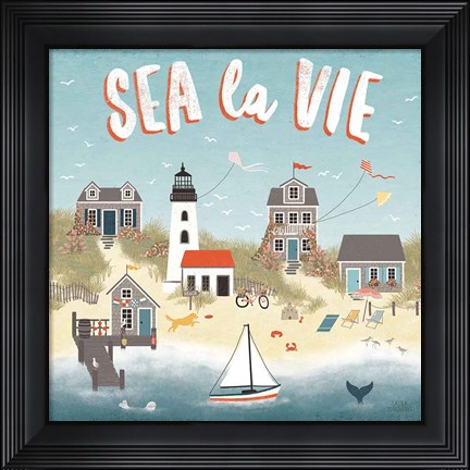 Framed Seaside Village III Print