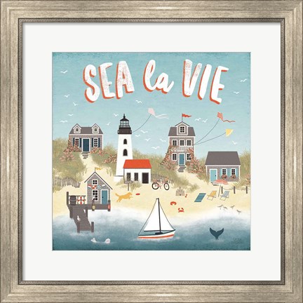 Framed Seaside Village III Print