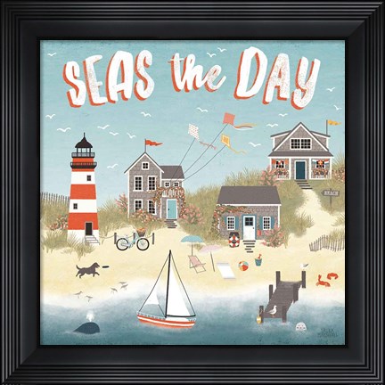 Framed Seaside Village II Print