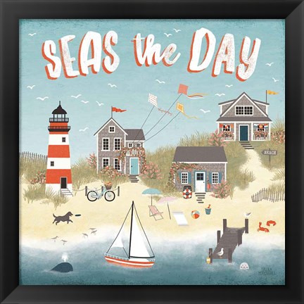 Framed Seaside Village II Print