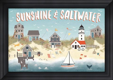 Framed Seaside Village I Print