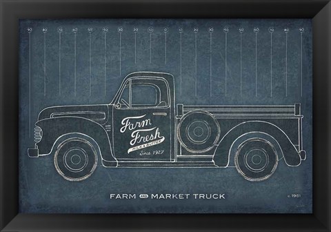 Framed Farm Truck Blueprint Print