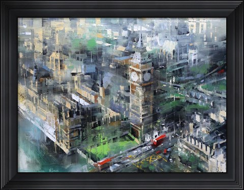 Framed London Green - Big Ben Print