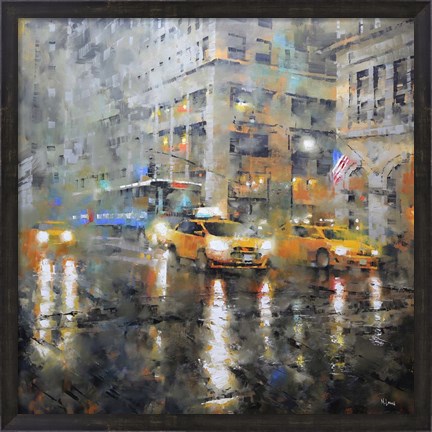 Framed Manhattan Orange Rain Print