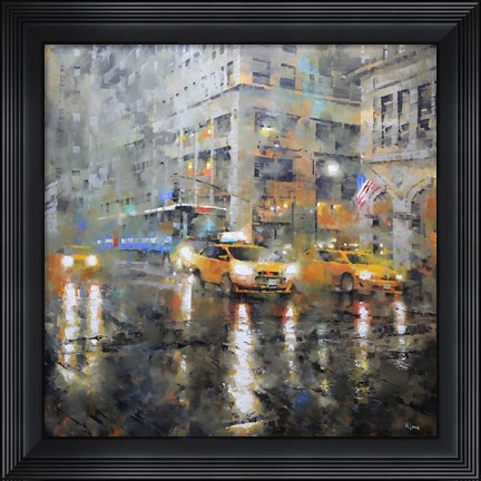 Framed Manhattan Orange Rain Print