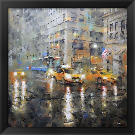 Framed Manhattan Orange Rain Print