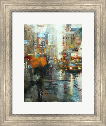 Framed Manhattan Orange Umbrella Print