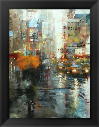 Framed Manhattan Orange Umbrella Print