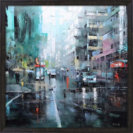 Framed Montreal Turquoise Rain Print