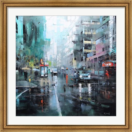 Framed Montreal Turquoise Rain Print