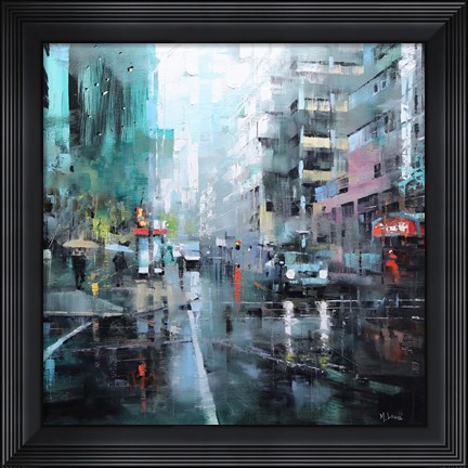 Framed Montreal Turquoise Rain Print