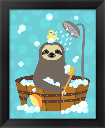 Framed Bathing Sloth Print