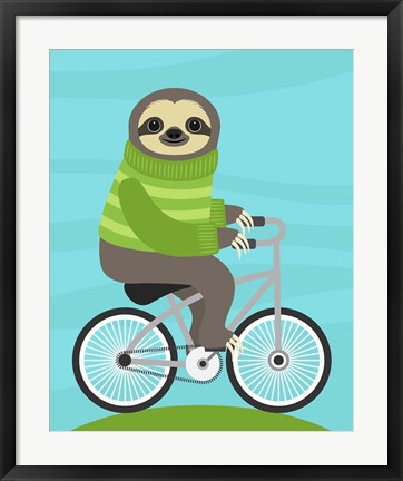 Framed Cycling Sloth Print