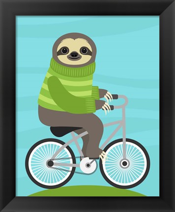 Framed Cycling Sloth Print