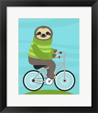 Framed Cycling Sloth Print