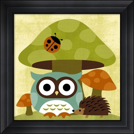 Framed Owl and Hedgehog Print