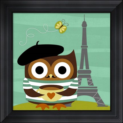 Framed Owl in Paris Print