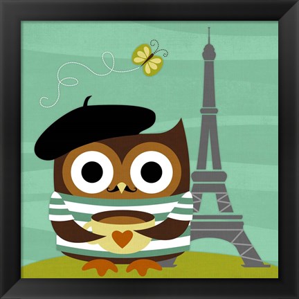 Framed Owl in Paris Print