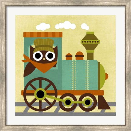 Framed Owl Train Conductor Print
