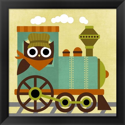 Framed Owl Train Conductor Print