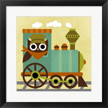 Framed Owl Train Conductor Print