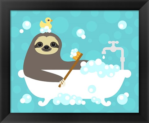 Framed Scrubbing Bubbles Sloth Print