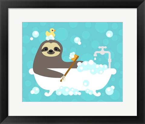 Framed Scrubbing Bubbles Sloth Print