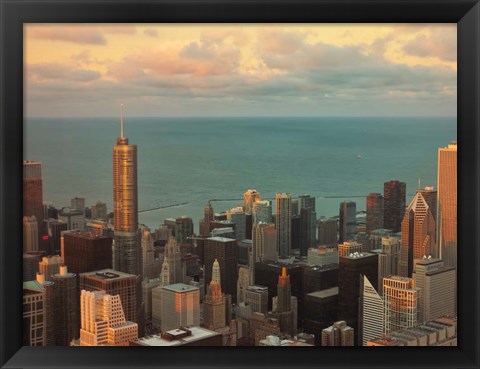 Framed Sunset in Chicago Print