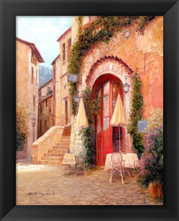 Framed Eze Village Cafe, France Print