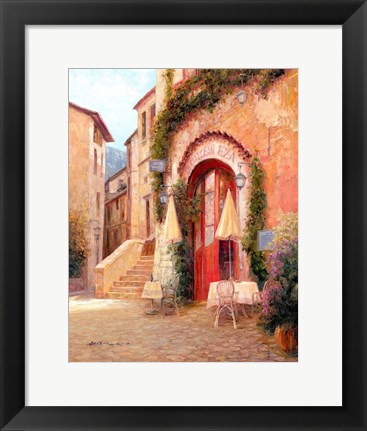 Framed Eze Village Cafe, France Print