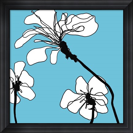 Framed Flowers in Blue 1 Print