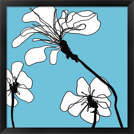 Framed Flowers in Blue 1 Print